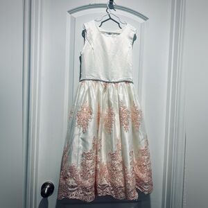 Flower Girl Embroidered Formal Dress Easter Dress Church Wedding Guest Sz 12